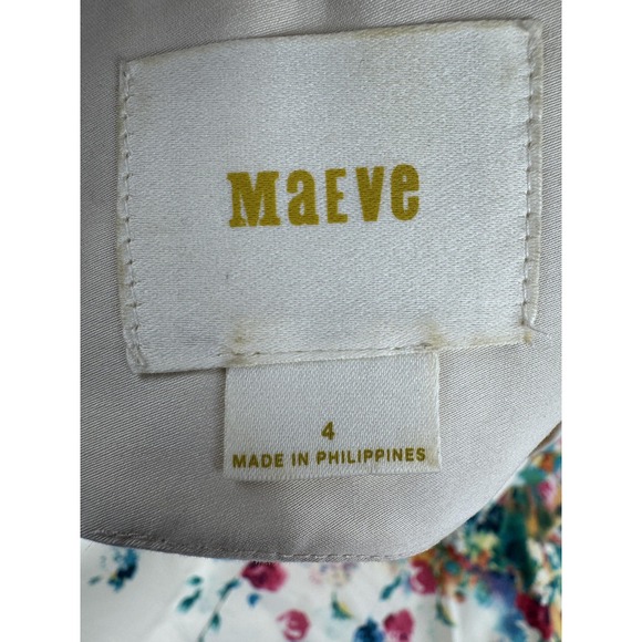 Maeve Anthropologie Dress Womens 4 Ivory Floral Sleeveless Lined Fit & Flare - Picture 8 of 12